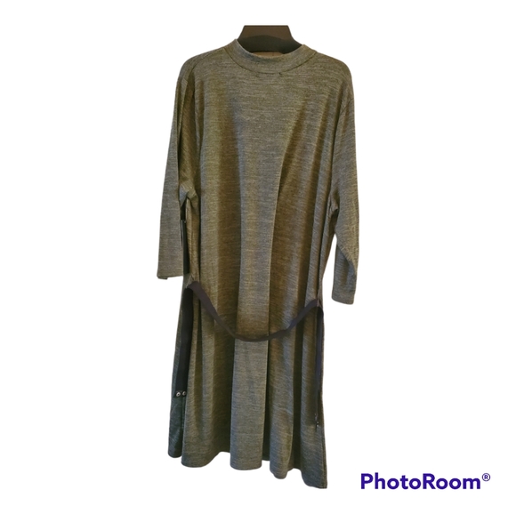 Always Indigo Long Sleeve Knit Dress w/ Belt | 3X | Hunter Green - Picture 2 of 7